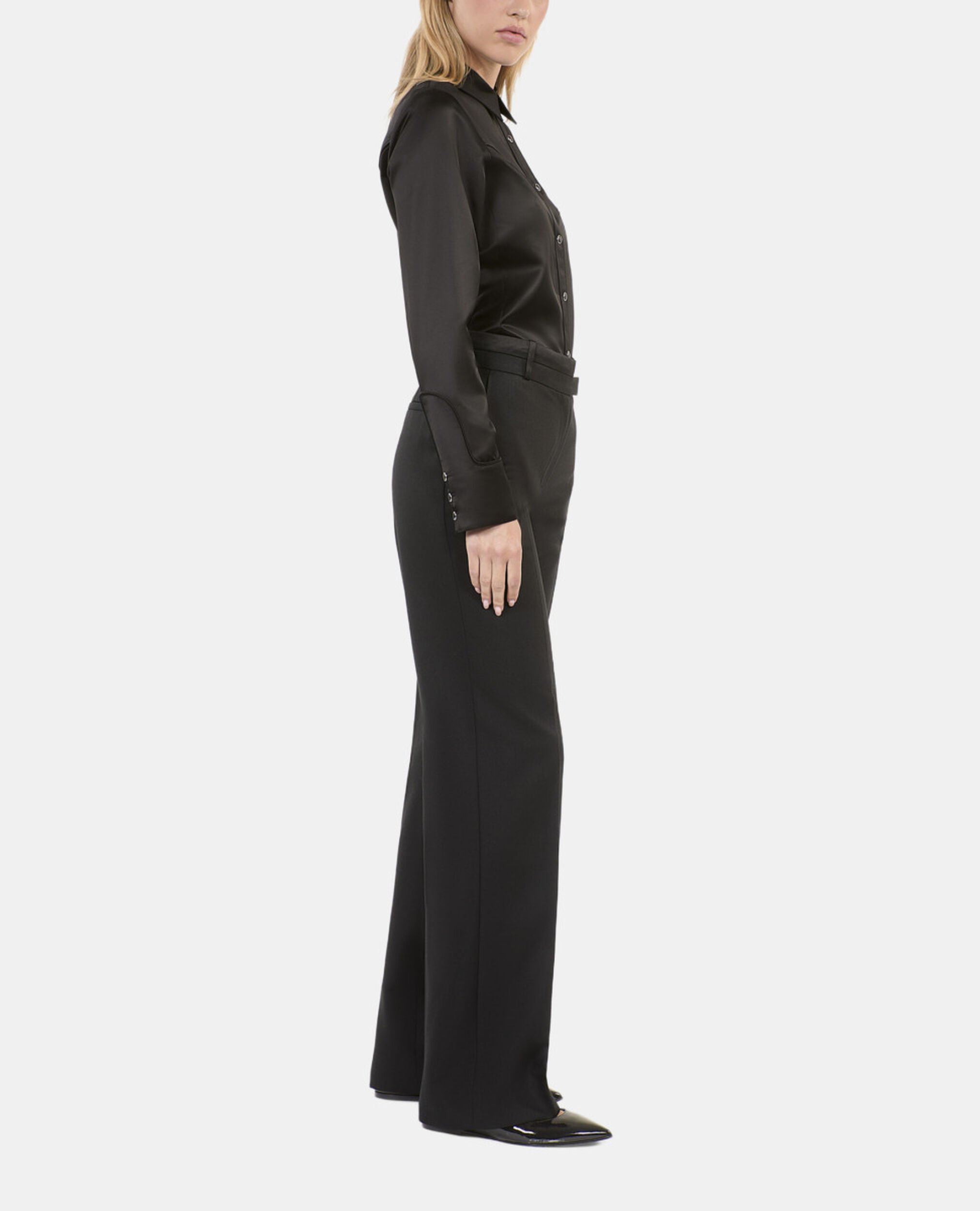 Black western-style satin shirt, BLACK, hi-res image number null