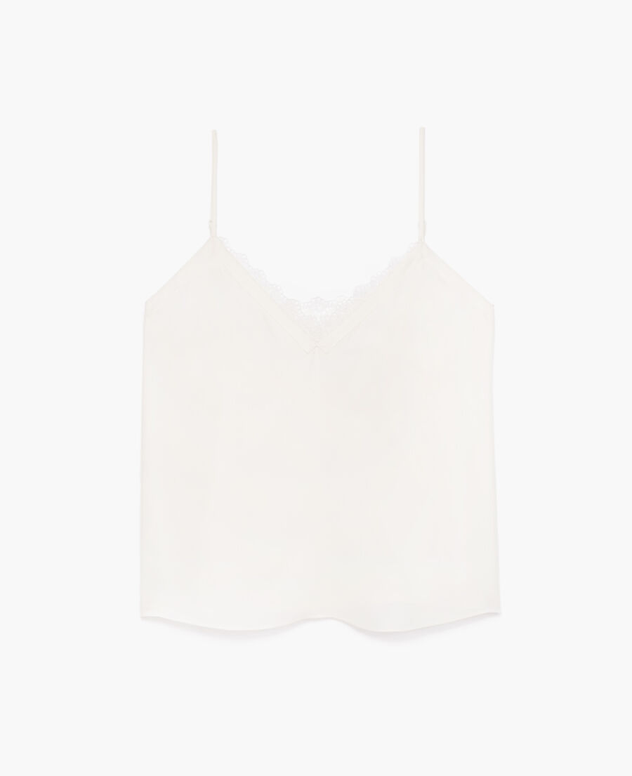 The Kooples F ECRU white camisole with lace detail