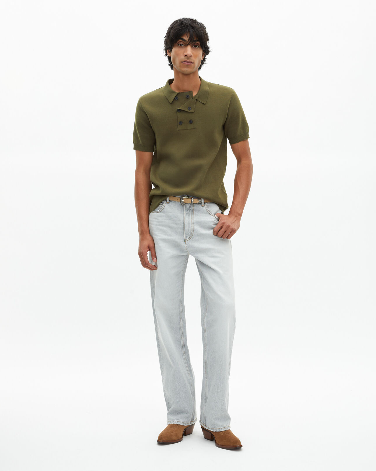 The Kooples H KAKI khaki knit sweater