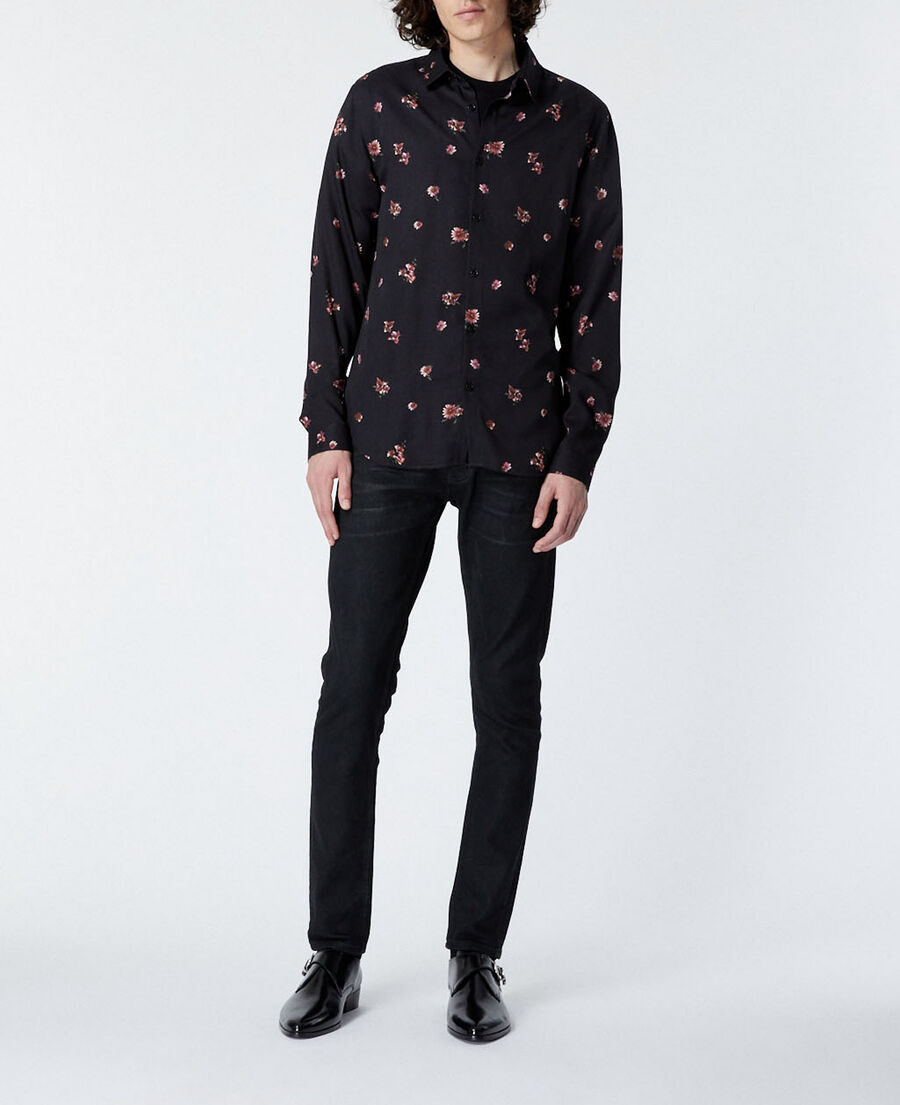 The Kooples HOMME BLACK / PINK chemise noire imprimée col classique