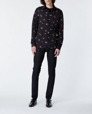 The Kooples HOMME BLACK / PINK chemise noire imprimée col classique