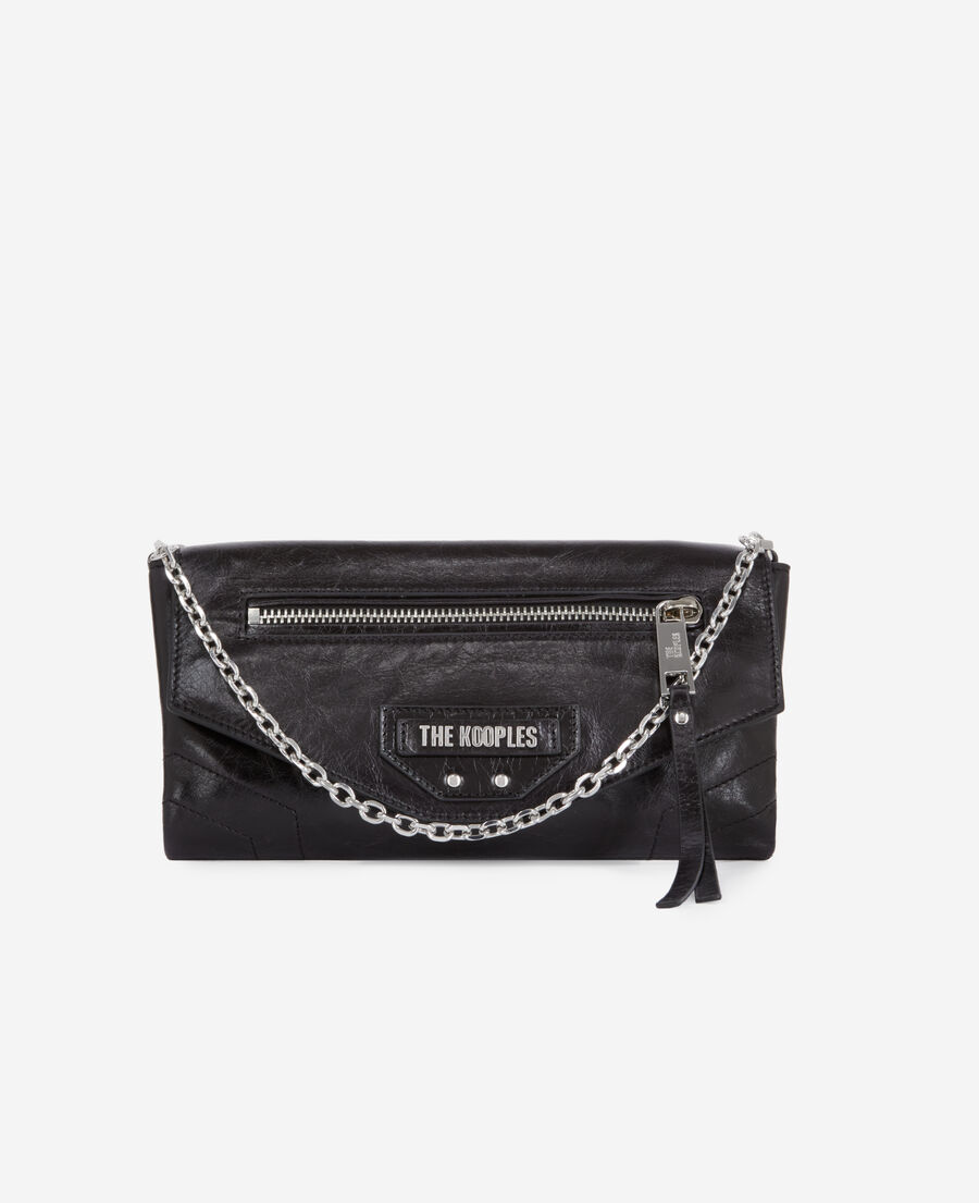 small jill black leather pouch with chain