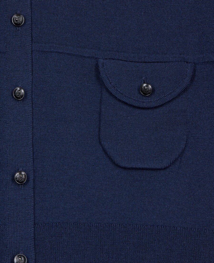 The Kooples WOMEN NAVY navy blue wool cardigan