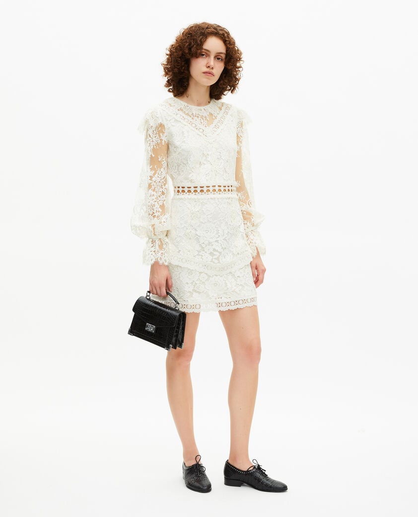 The Kooples FEMME WHITE robe courte en dentelle écrue