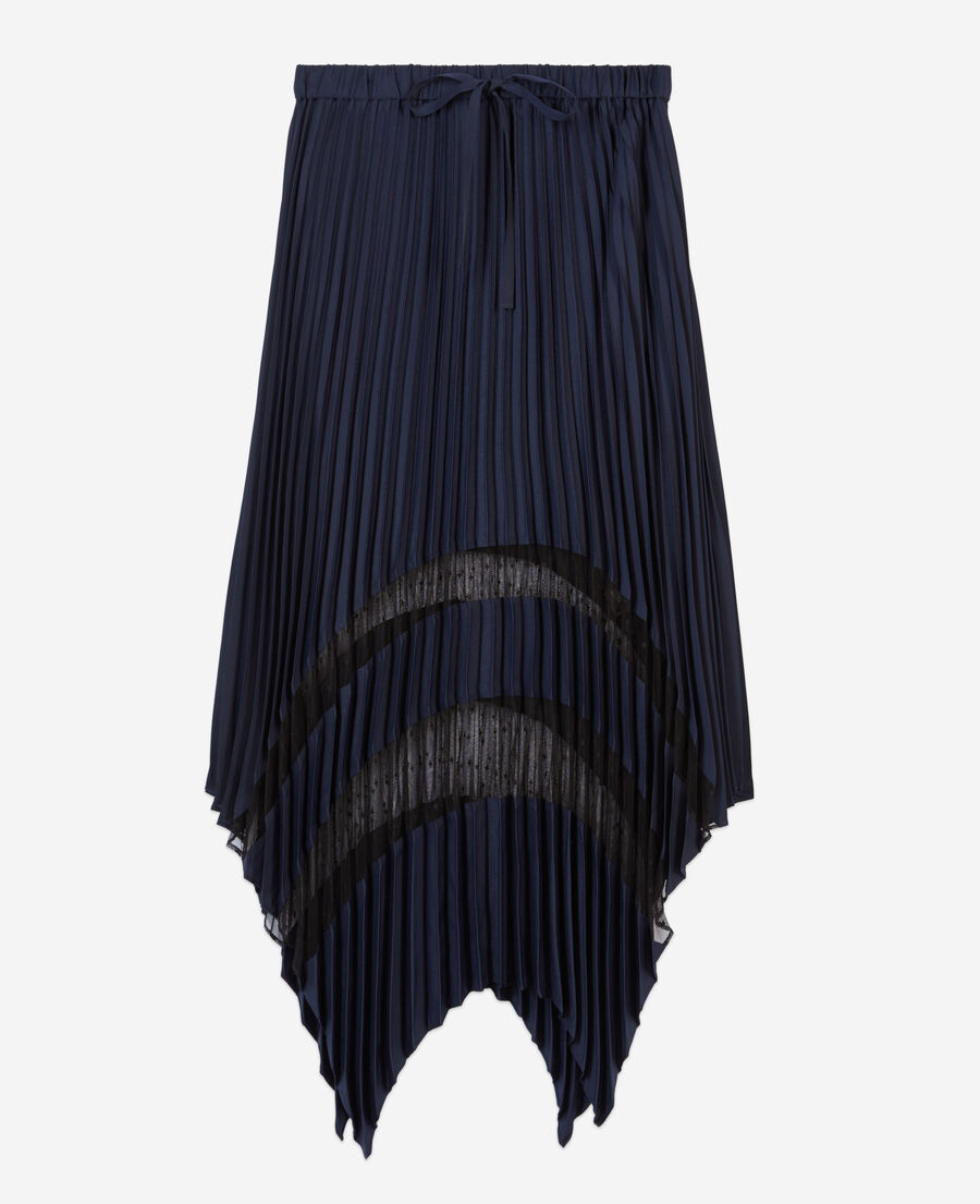 jupe longue plissée bleu marine