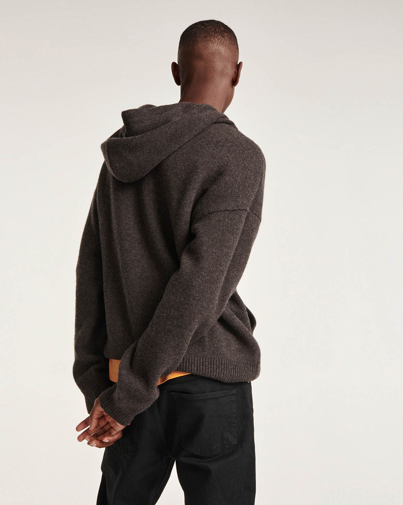 The Kooples HOMME BROWN pull capuche laine marron ample