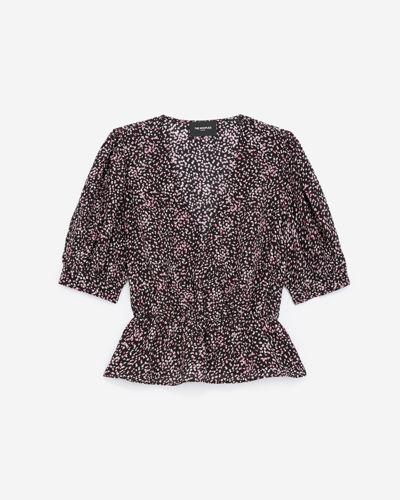 The Kooples WOMEN BLACK / PINK flowing black and pink polka-dot top