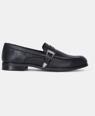 The Kooples HOMBRE BLACK mocasines piel negros hebilla western