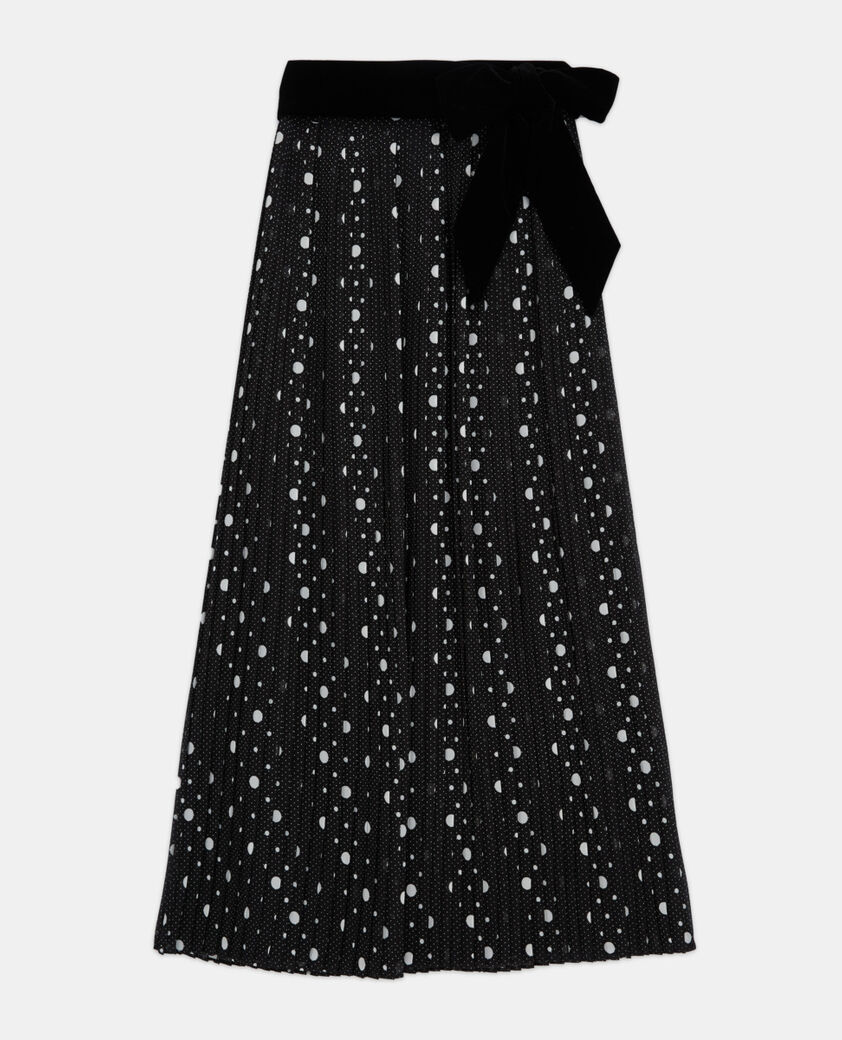 The Kooples WOMEN BLACK-ECRU long printed skirt
