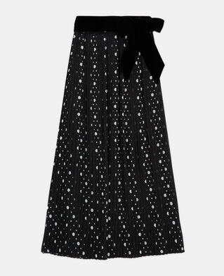 The Kooples WOMEN BLACK-ECRU long printed skirt