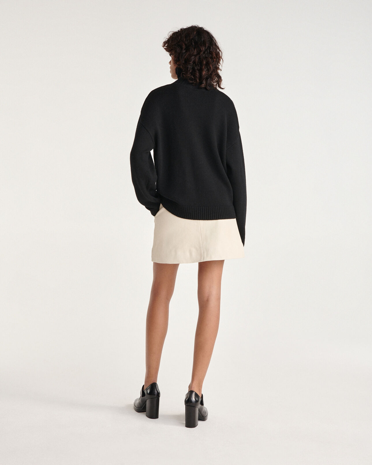 The Kooples WOMEN BLACK black merino wool sweater with turtleneck