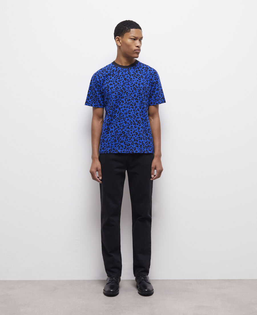 men's blue leopard print shirt