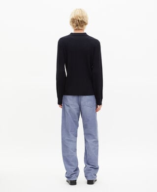 The Kooples HERREN DARK NAVY gerippte strickjacke in marine