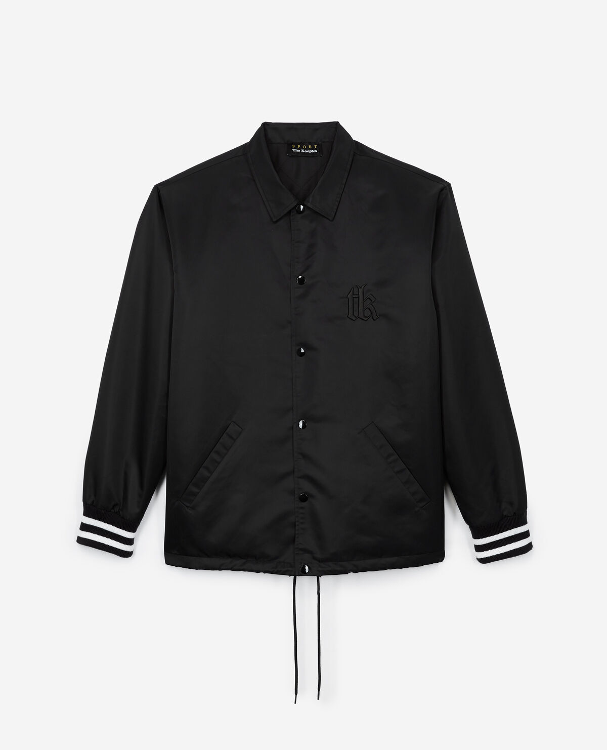 Black satin jacket with embroidered The Kooples Sport logo