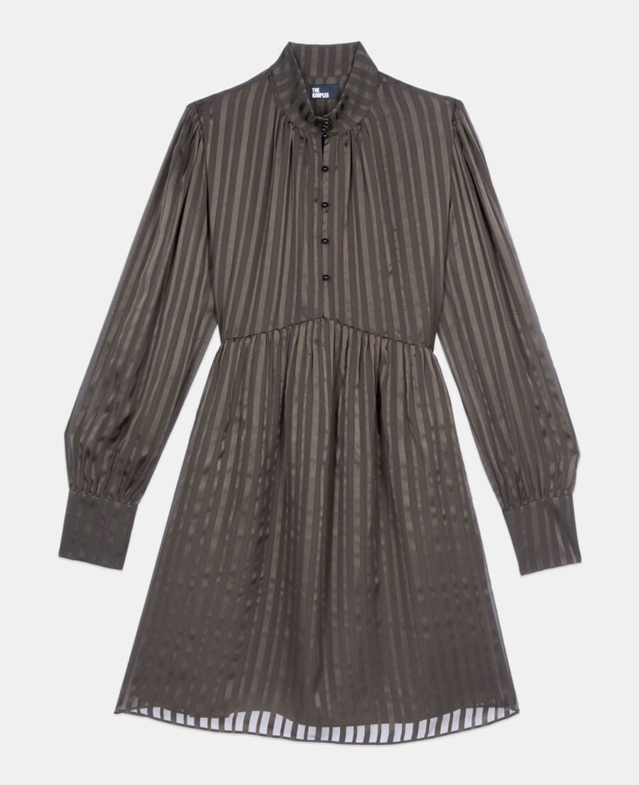 The Kooples DAMEN KAKI kurzes, khakifarbenes seidenkleid