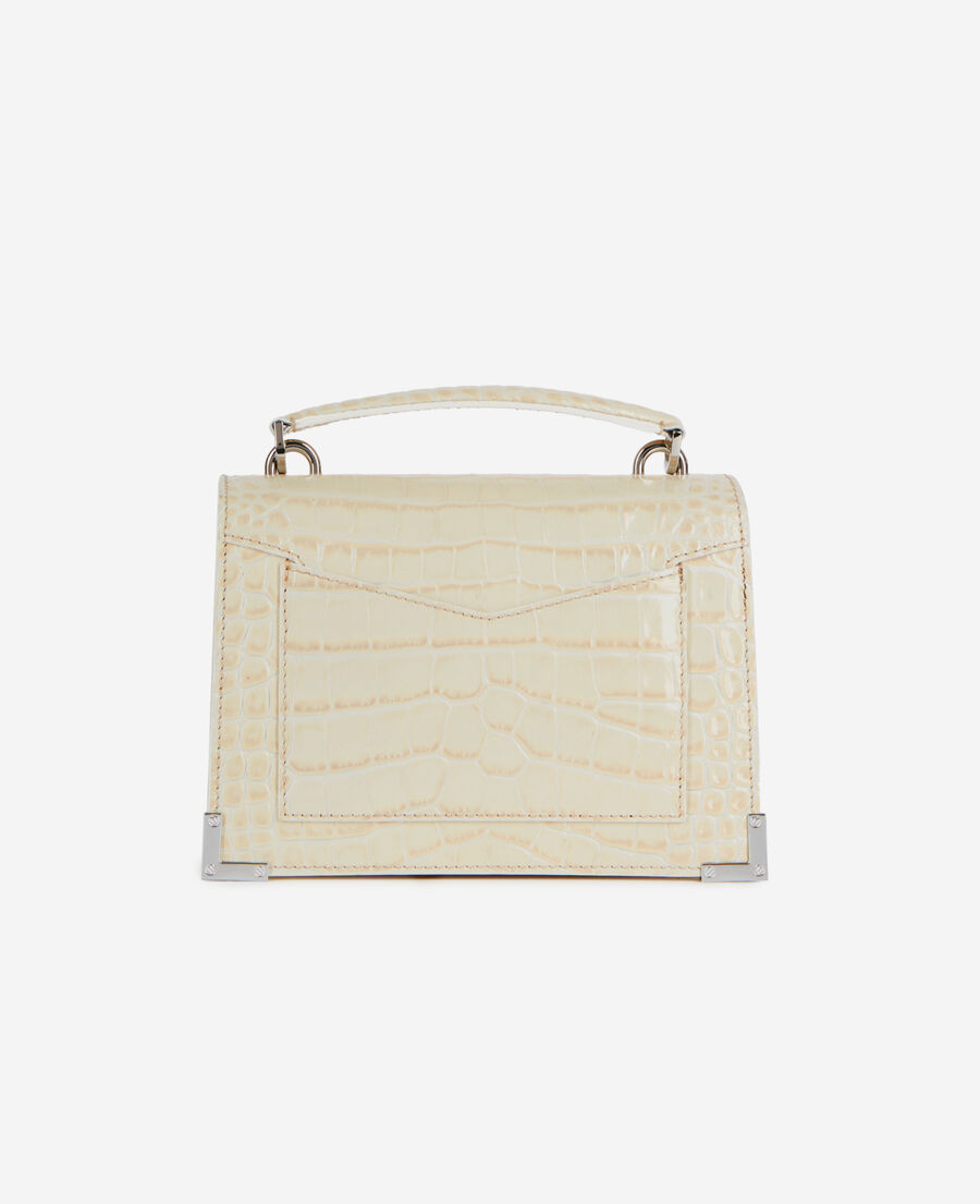 The Kooples F ECRU emily chain bag in ecru crocodile-effect leather