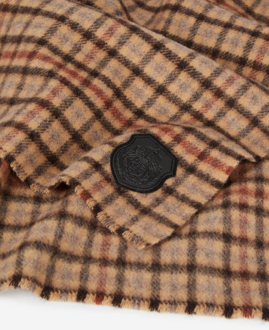 The Kooples MIXTE BEIGE / BROWN / BLACK &eacute;charpe en laine &agrave; carreaux