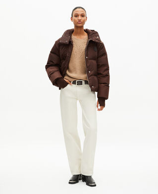 The Kooples WOMEN CHOCOLATE brown down jacket with removable sleeves