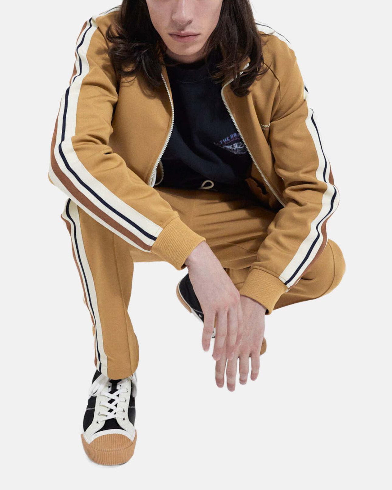 The Kooples HOMBRE CAMEL sudadera camel cremallera cuello alto