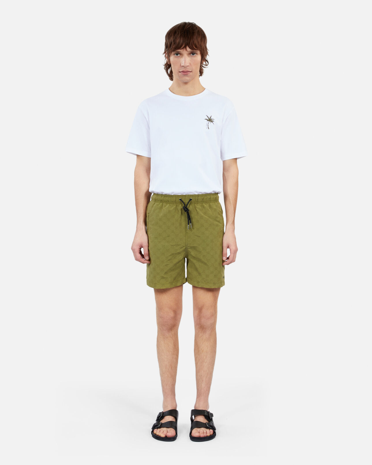 The Kooples MEN KAKI monogram khaki swim shorts