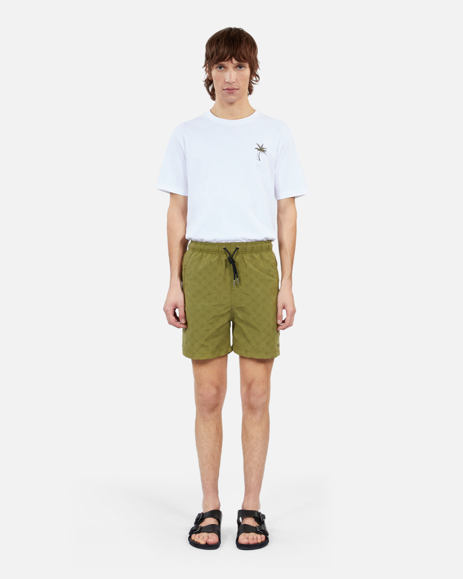 Monogram khaki swim shorts, KAKI, hi-res image number null