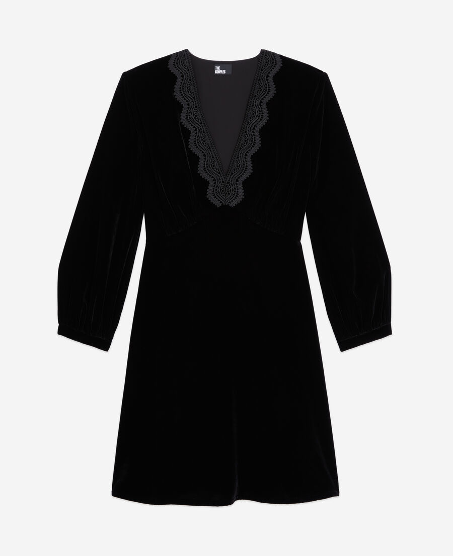The Kooples DAMEN BLACK schwarzes, kurzes kleid aus samt