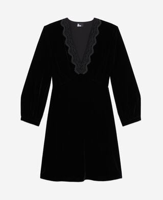 The Kooples DAMEN BLACK schwarzes, kurzes kleid aus samt