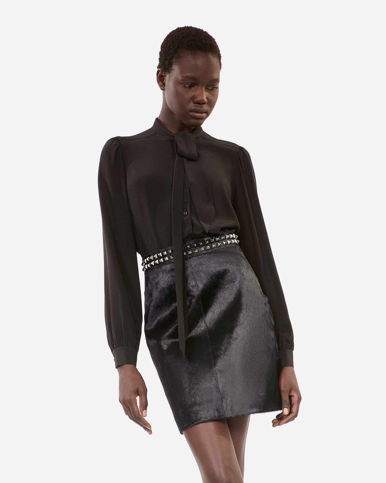 The Kooples DAMEN BLACK kurzer schwarzer lederrock
