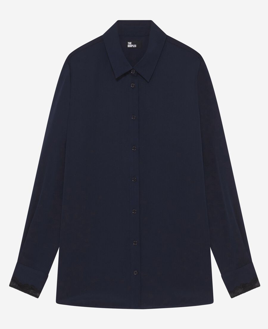 The Kooples FEMME NAVY chemise en soie marine