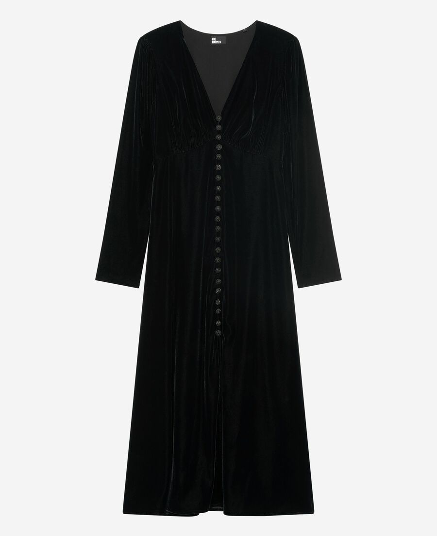 The Kooples WOMEN BLACK black velvet maxi dress