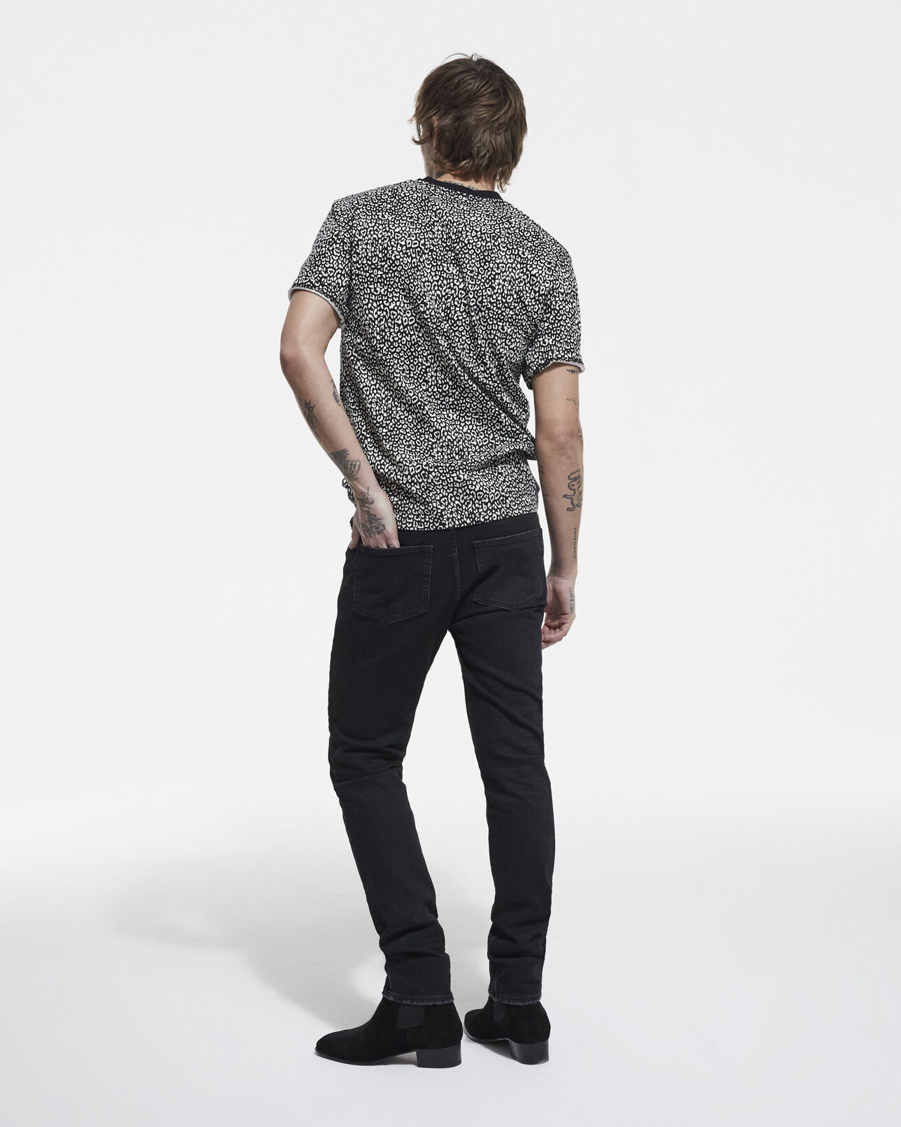 The Kooples MEN ECRU black leopard print t-shirt