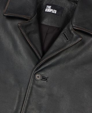 The Kooples H BLACK WASHED black leather jacket with tailored collar