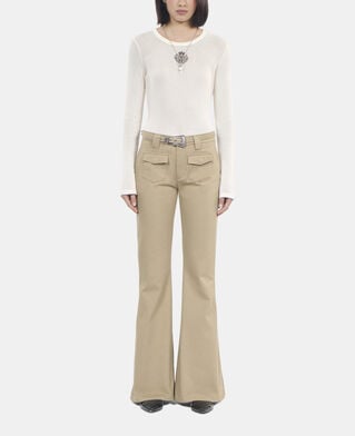 The Kooples FEMME BEIGE pantalon flare beige