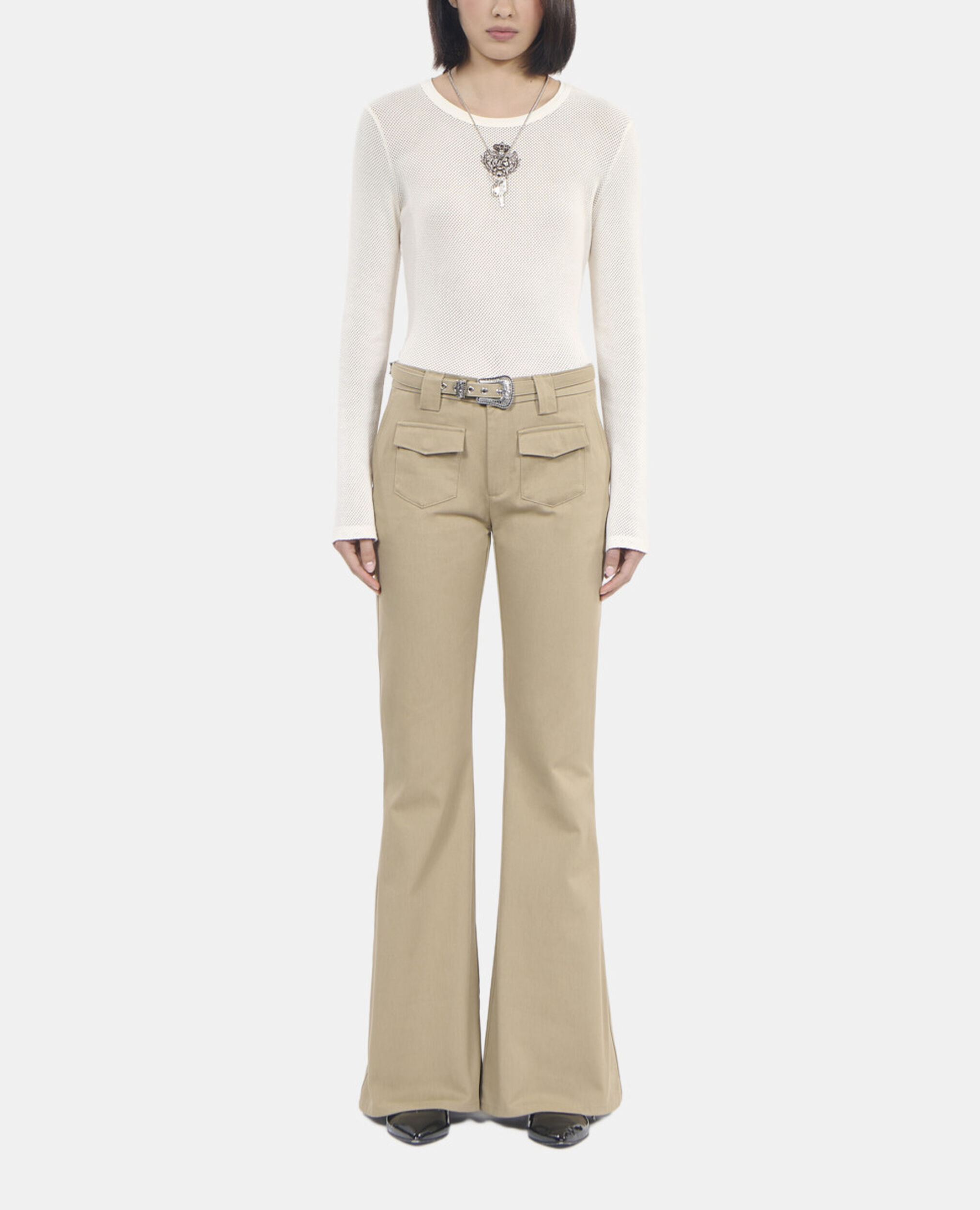 Pantalon flare beige, BEIGE, hi-res image number null