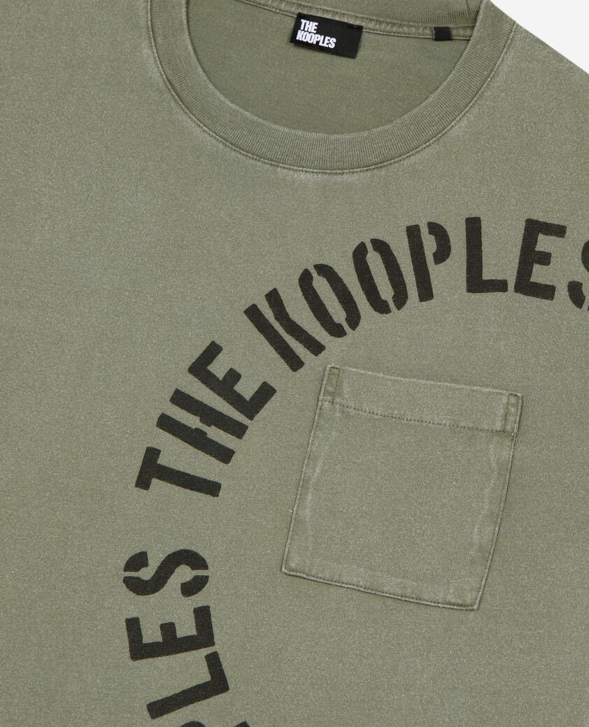 The Kooples HERREN KAKI t-shirt mit khakifarbenem siebdruck