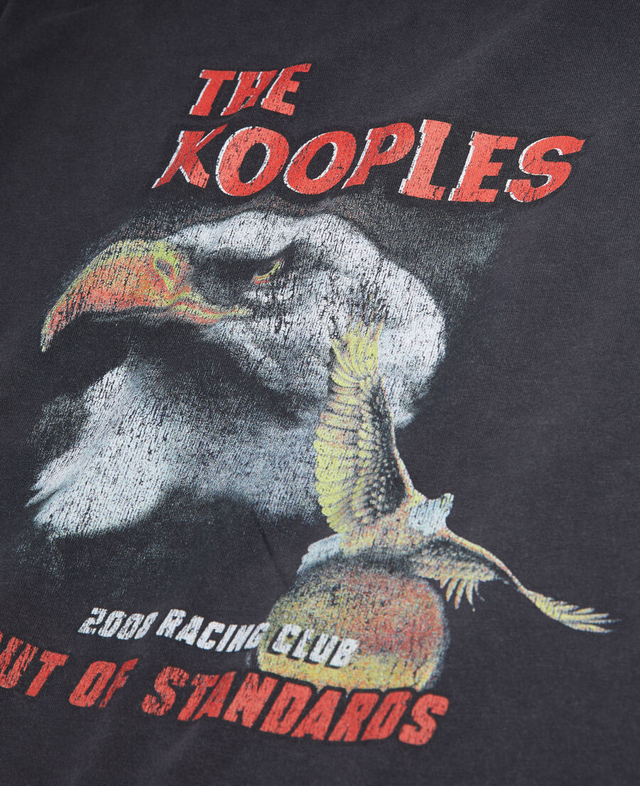 schwarzes t-shirt herren mit „eagle“-siebdruck