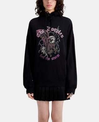 The Kooples F BLACK black sweatshirt with feel the storm serigraphy