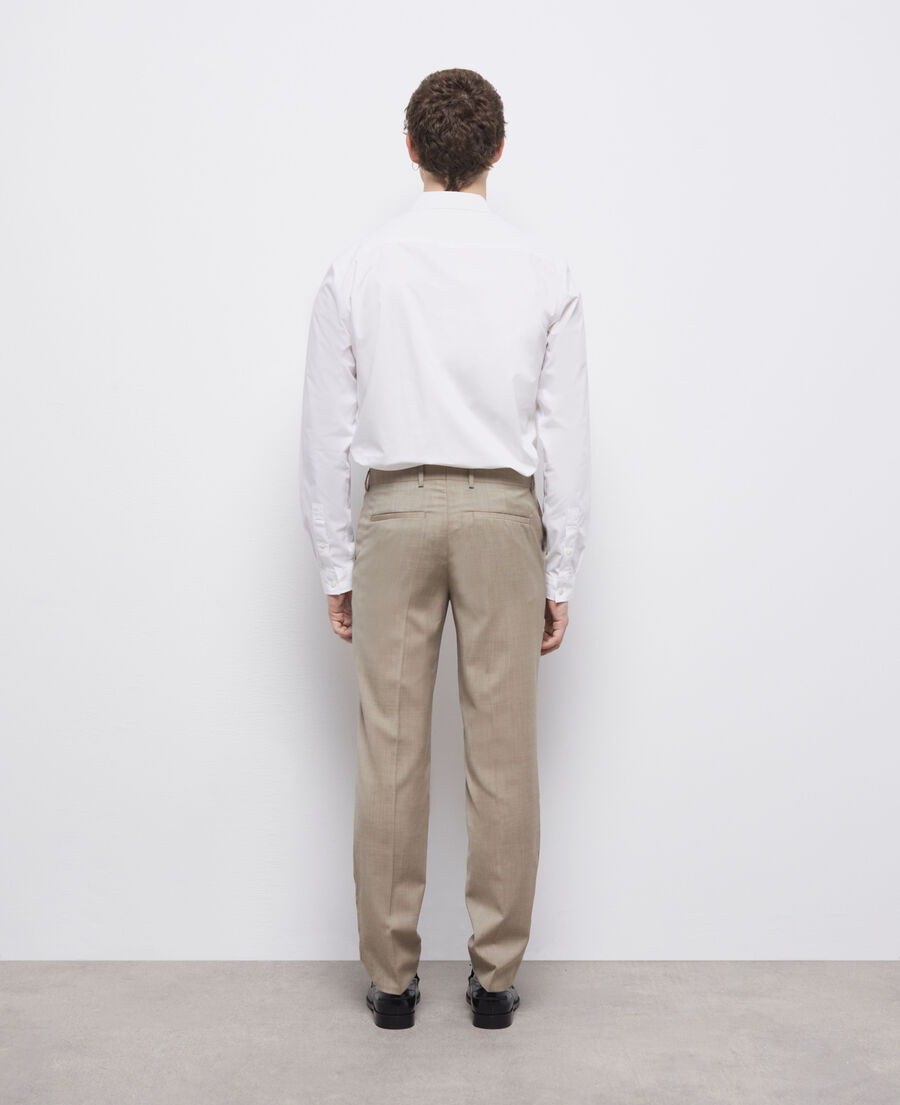 beige end-on-end wool suit pants