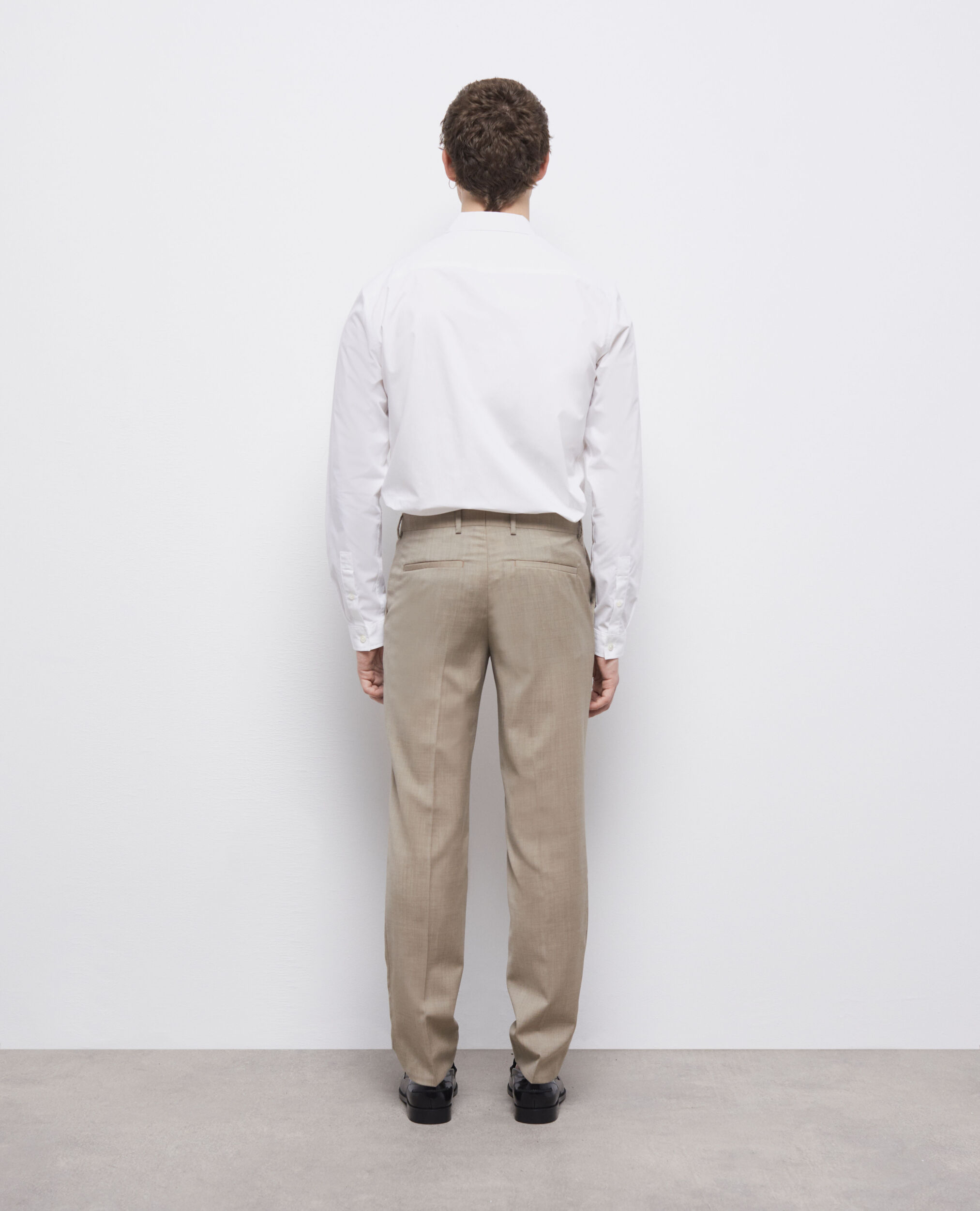 Beige end-on-end wool suit pants, BEIGE MELANGE, hi-res image number null
