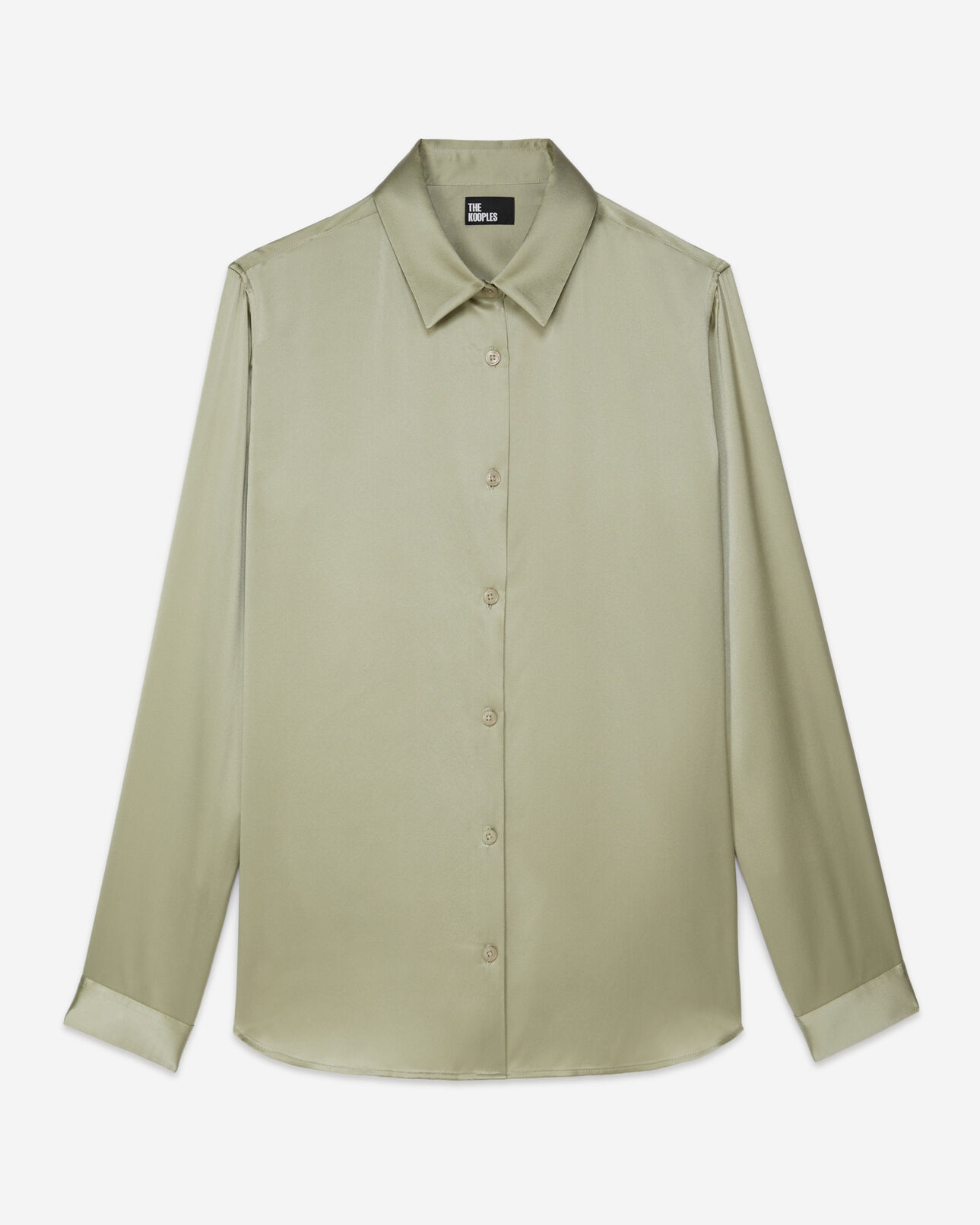 The Kooples WOMEN KAKI GREY light green satin silk shirt
