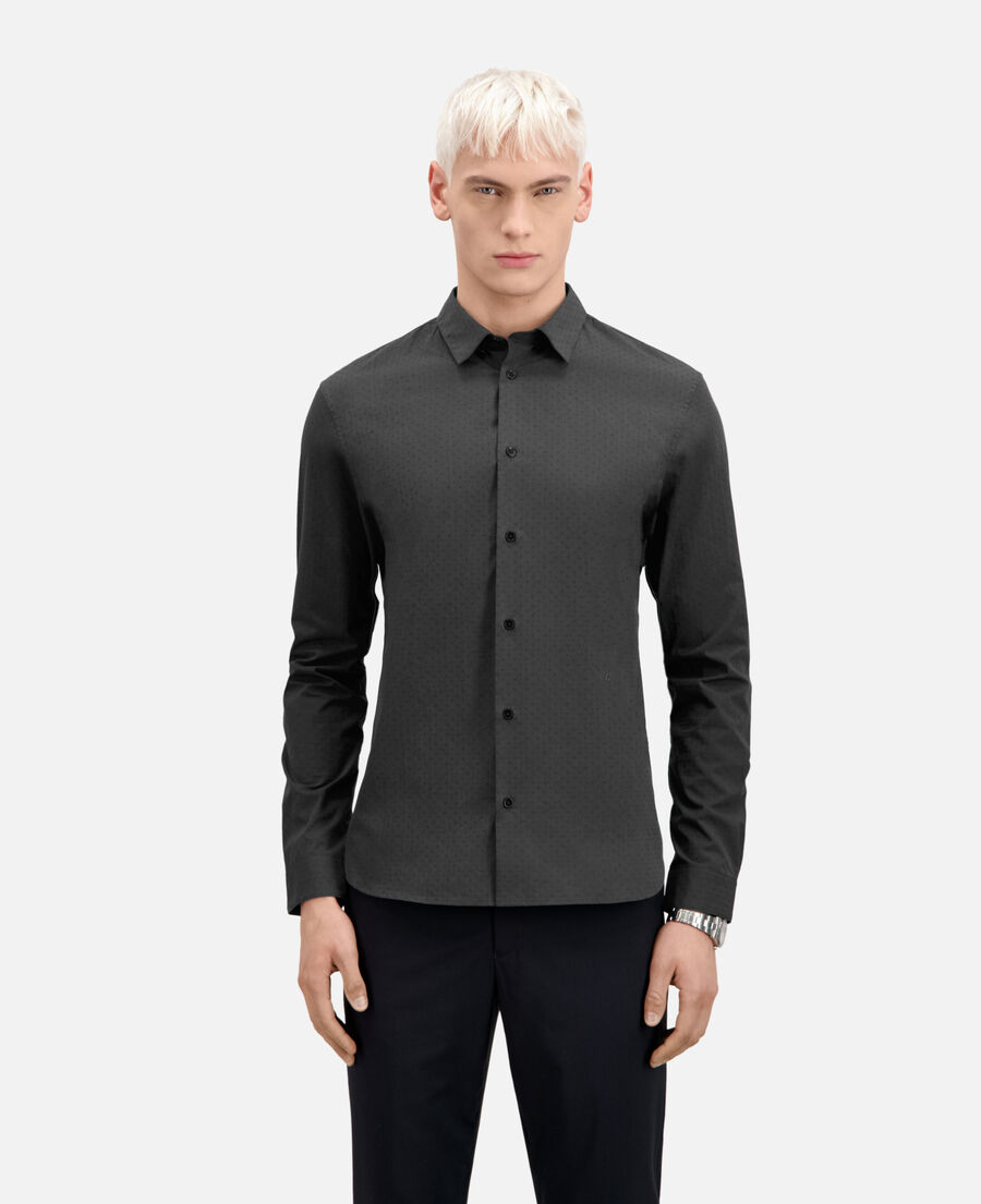 charcoal gray shirt with micro patterns