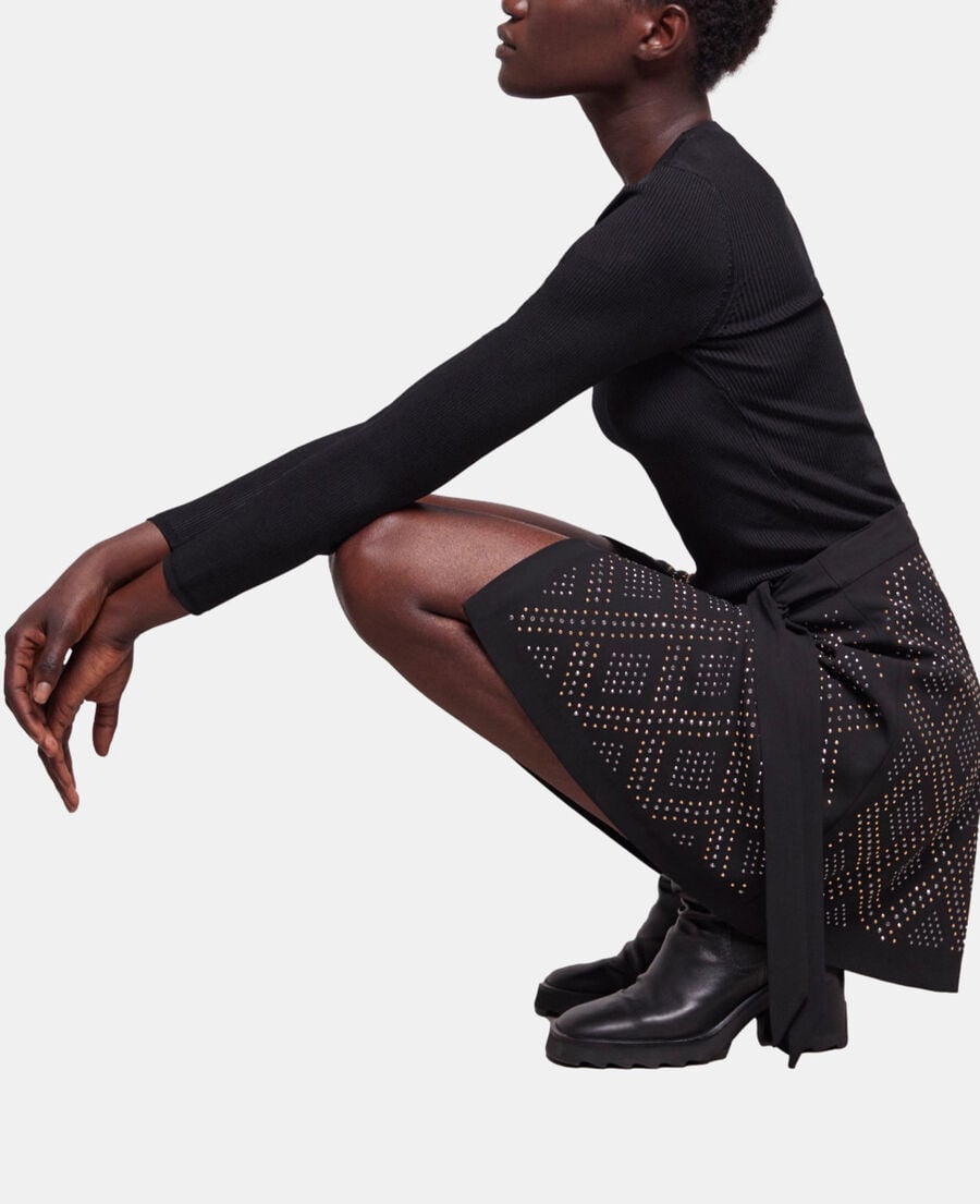 The Kooples FEMME BLACK jupe courte portefeuille noire