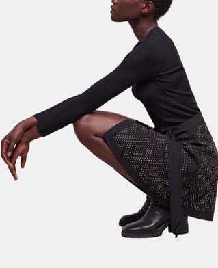 The Kooples FEMME BLACK jupe courte portefeuille noire