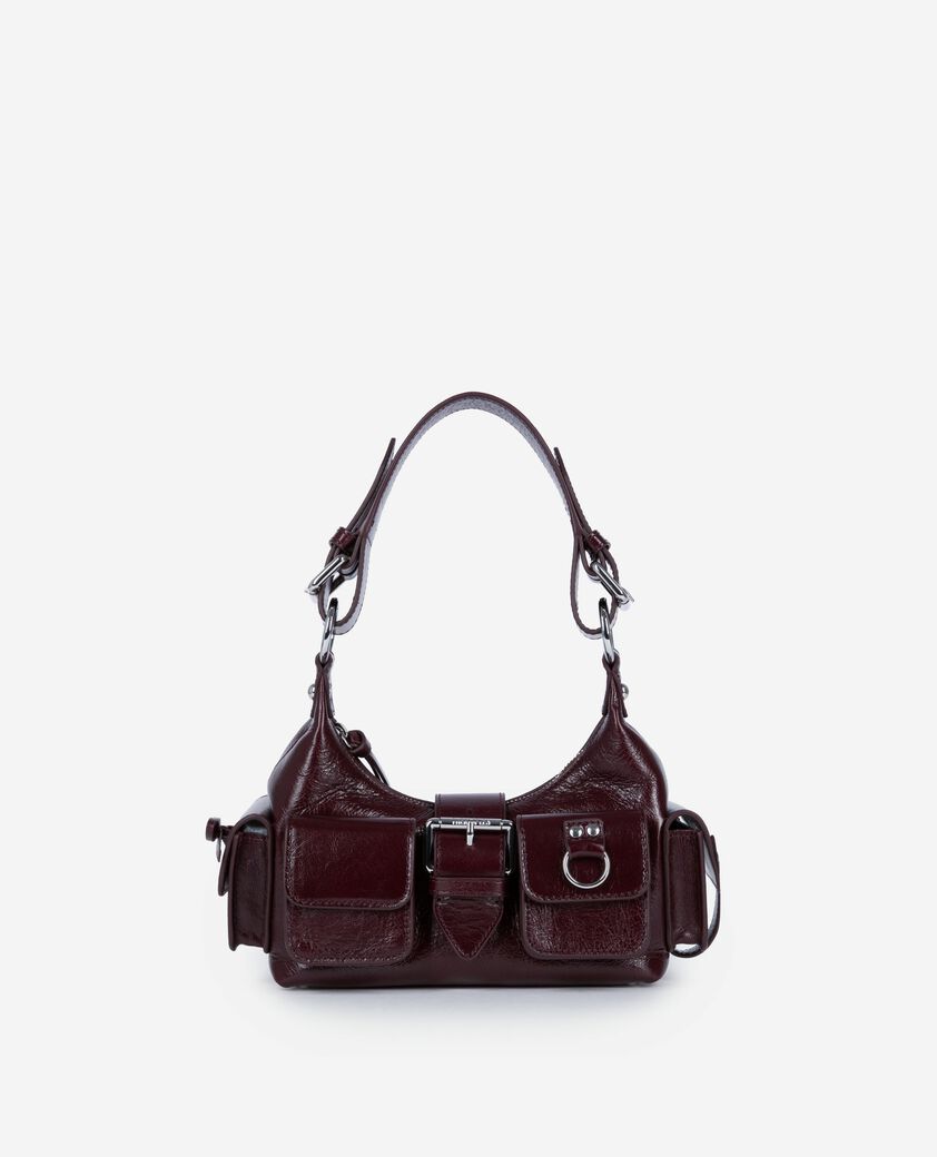 The Kooples FEMME BORDEAUX sac amelia small en cuir craquel&eacute; bordeaux