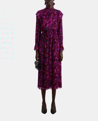 The Kooples DAMEN PINK langes kleid mit rüschen und print
