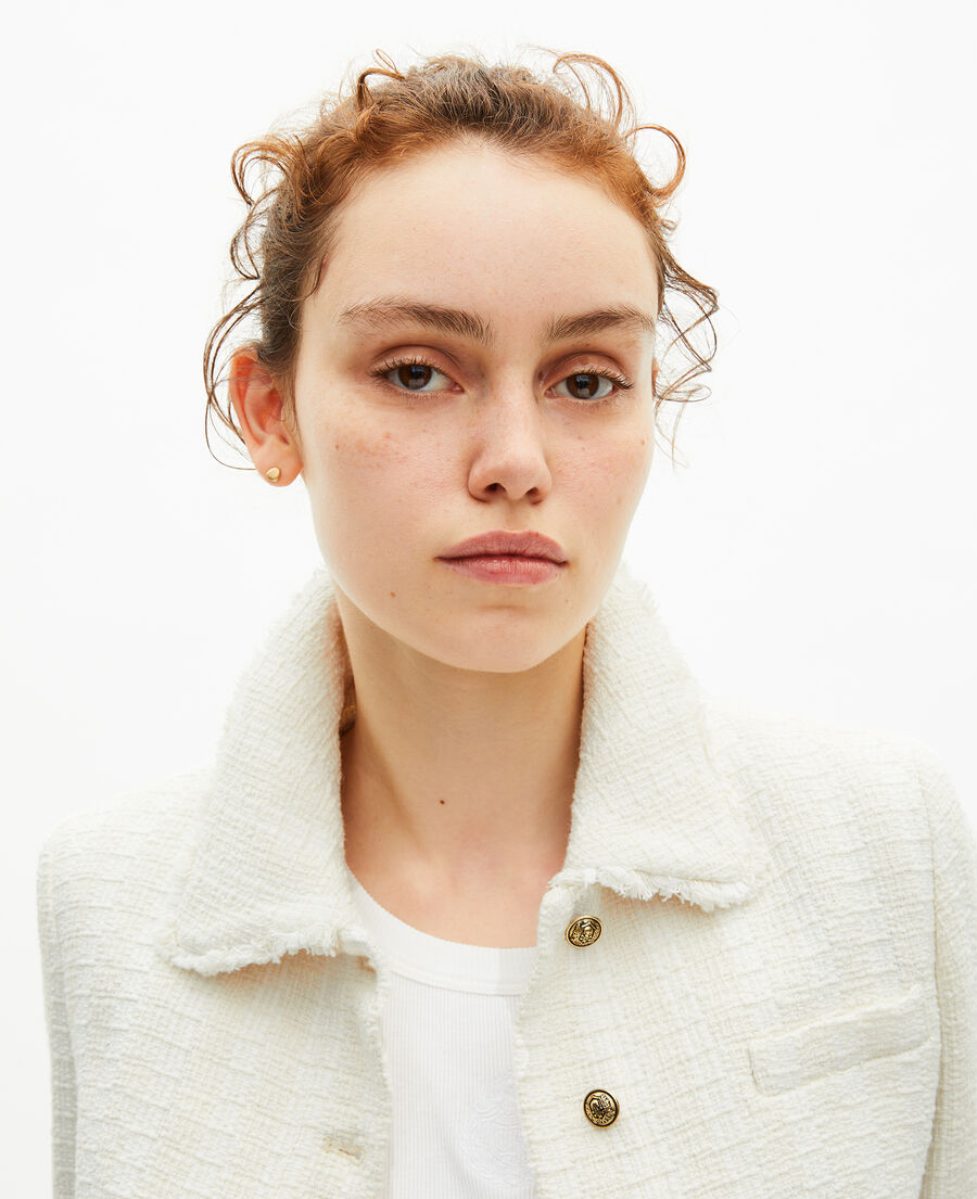 The Kooples DAMEN ECRU jacke aus ungebleichtem tweed