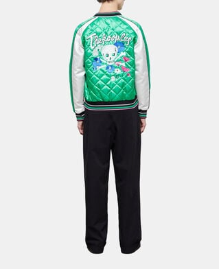 The Kooples HERREN GREEN-WHITE zweifarbige teddy-jacke mit stickereien