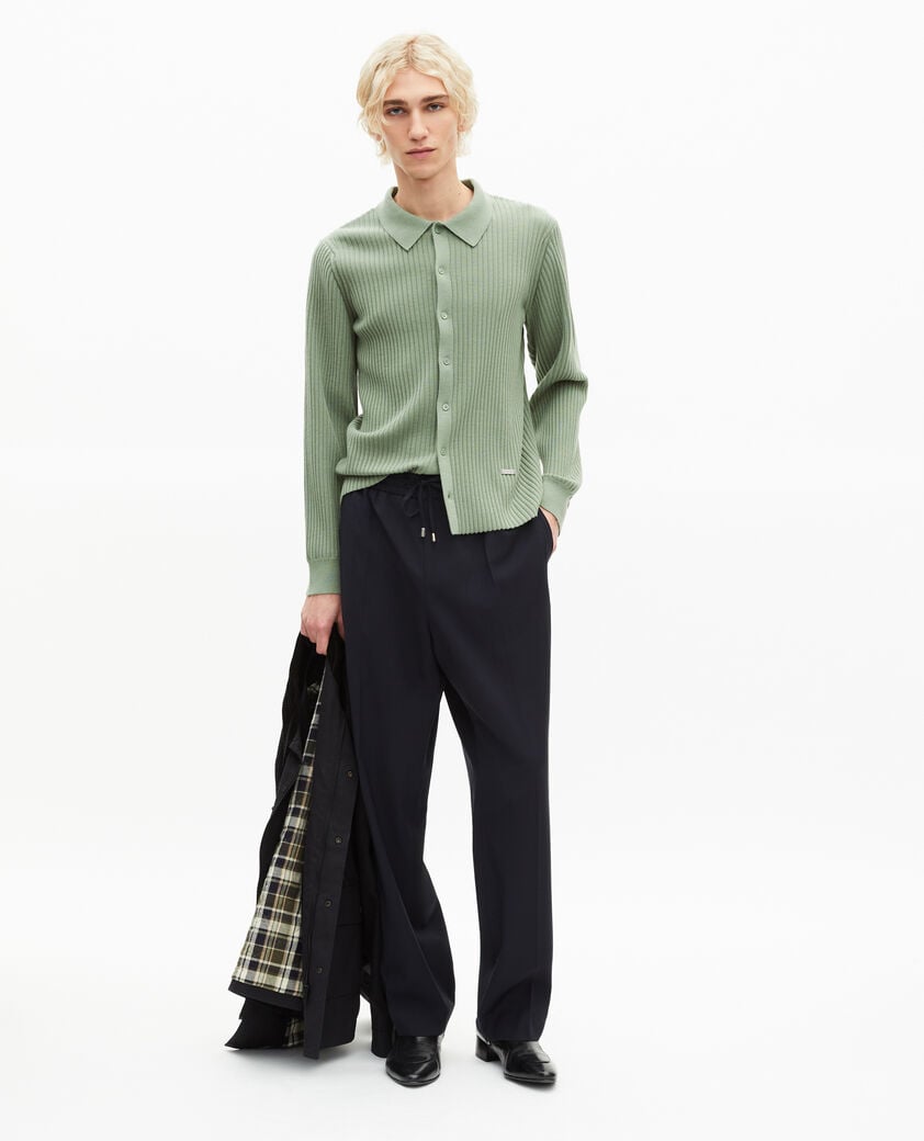 The Kooples HOMME LICHEN cardigan à côtes vert amande