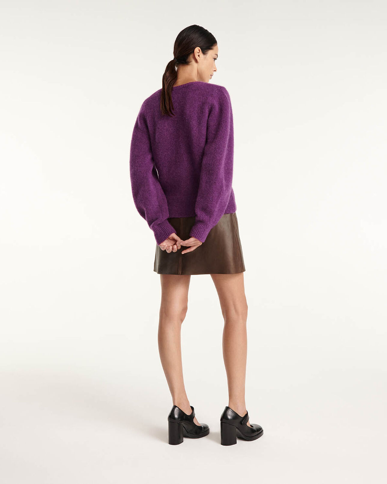 The Kooples WOMEN PURPLE purple v-neck sweater with loose sleeves