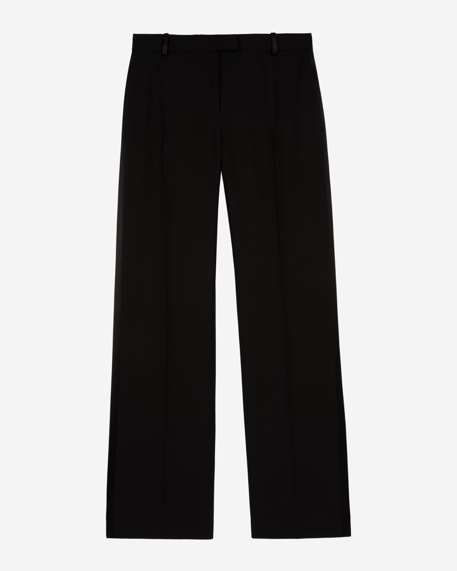 Black wide-leg tuxedo pants, BLACK, hi-res image number null
